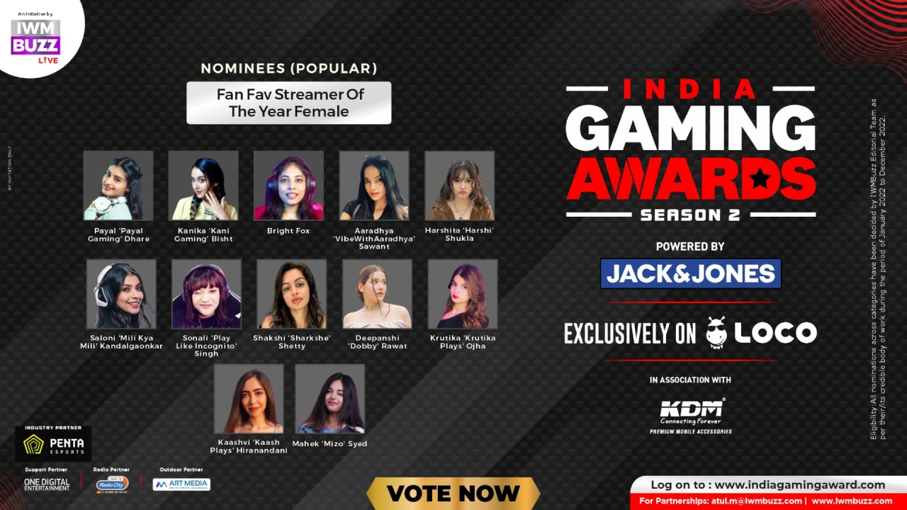 Vote Now: Fan Fav Streamer Of The Year Female? Payal 'Payal Gaming' Dhare, Aaradhya 'VibeWithAaradhya' Sawant, Harshita 'Harshi' Shukla, Mahek 'Mizo' Syed, Shakshi 'Sharkshe' Shetty, Deepanshi 'Dobby' Rawat, Krutika 'Krutika Plays' Ojha, Kaashvi 'Kaash Plays' Hiranandani, Kanika 'Kani Gaming' Bisht, Bright Fox, Saloni 'Mili Kya Mili' Kandalgaonkar, Sonali 'Play Like Incognito' Singh 859043