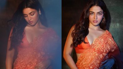 Wamiqa Gabbi Looks Dreamy In Orange Floral Saree With Plunging Blouse, Take A Look