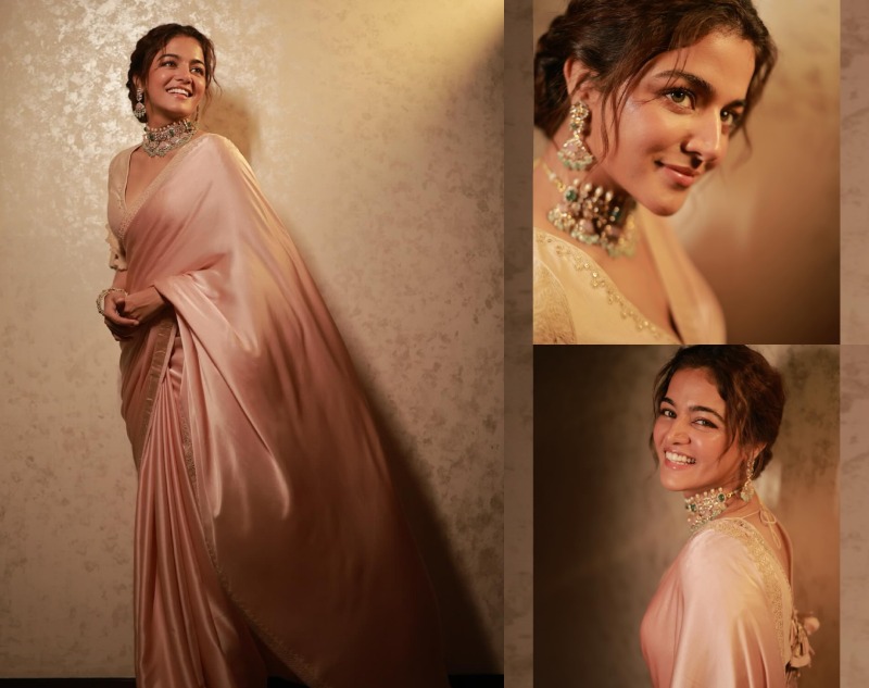 Wamiqa Gabbi Spreads Charm In Blush Satin Saree Worth Rs. 42,500 864631