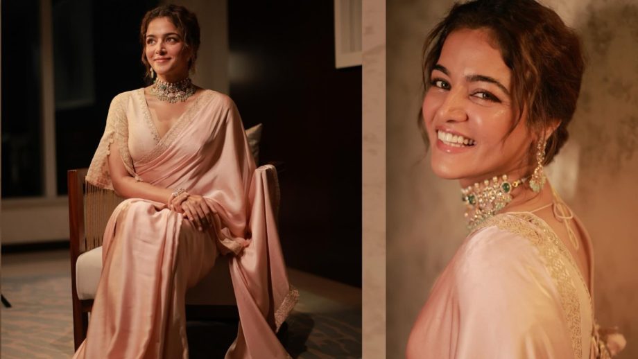 Wamiqa Gabbi Spreads Charm In Blush Satin Saree Worth Rs. 42,500 864632