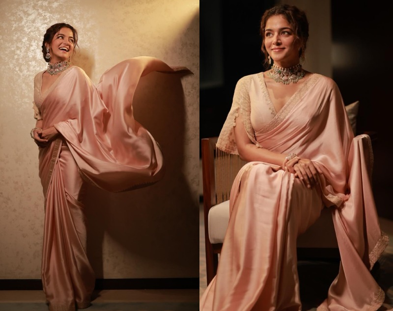 Wamiqa Gabbi Spreads Charm In Blush Satin Saree Worth Rs. 42,500 864630