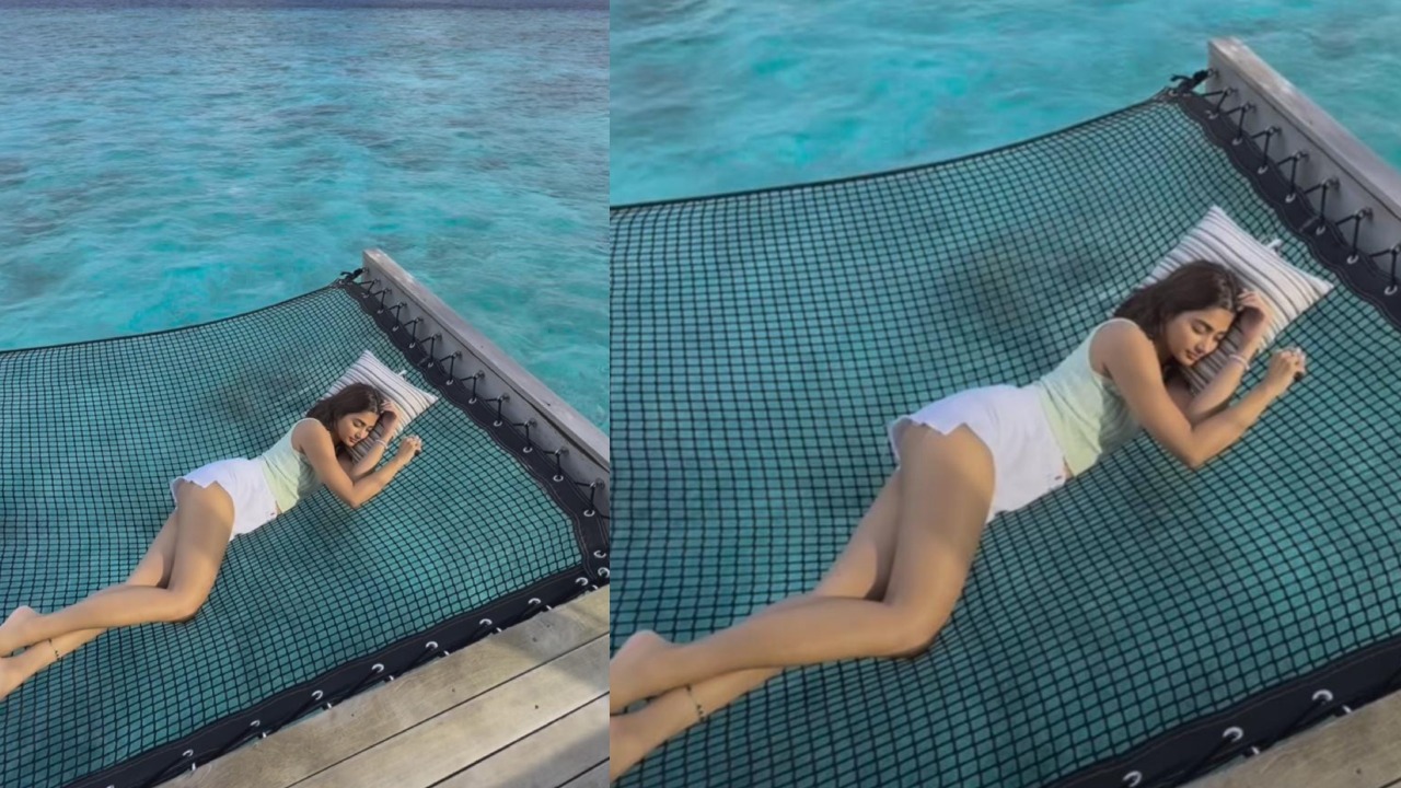 Watch: Pooja Hegde turns sensuous in white shorts and crop top in Maldives 861179