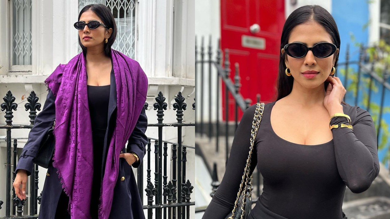 Why so hot? Malavika Mohanan prompts class in black co ord set and purple shawl [Photos] 860934