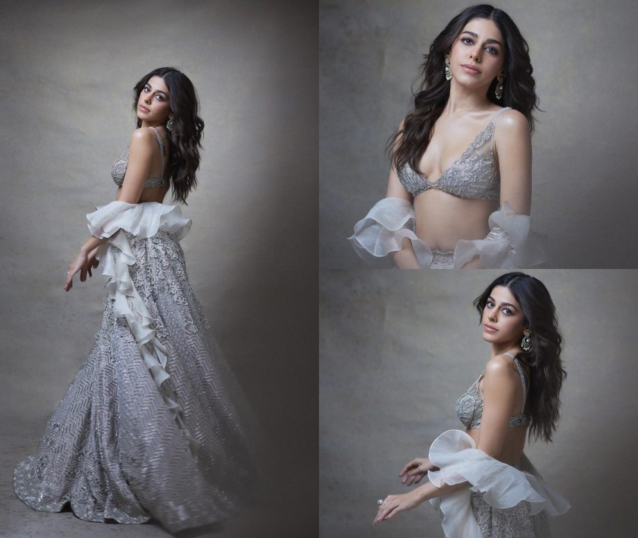 Alaya F looks divine in heavy embellished silver lehenga choli [Photos] 867874