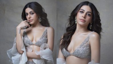 Alaya F looks divine in heavy embellished silver lehenga choli [Photos]