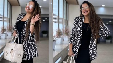 Amrapali Dubey serves airport fashion goals in black bodycon and zebra jacket