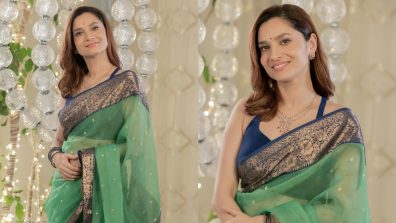 Ankita Lokhande Personifies Elegance In Green Silk Saree With Beautiful Bindi