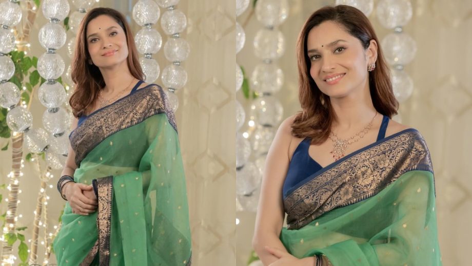 Ankita Lokhande Personifies Elegance In Green Silk Saree With Beautiful Bindi 868994