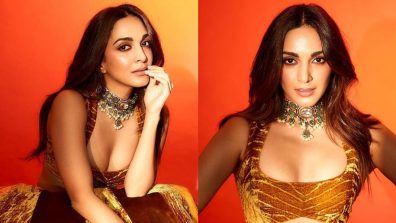 Kiara Advani keeps allure intact in mustard yellow velvet lehenga choli [Photos]