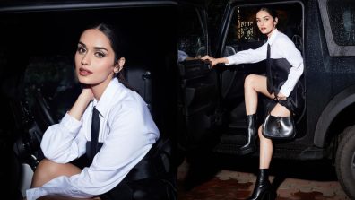 Back to basics! Manushi Chhillar keeps it edgy in black and black-and-white outfit