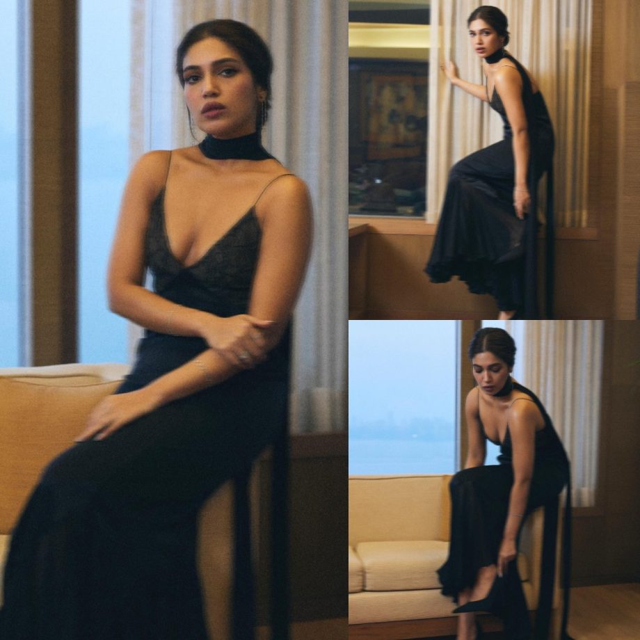 Bhumi Pednekar articulates panache in deep neck black bodycon maxi dress [Photos] 871484