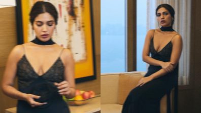 Bhumi Pednekar articulates panache in deep neck black bodycon maxi dress [Photos]