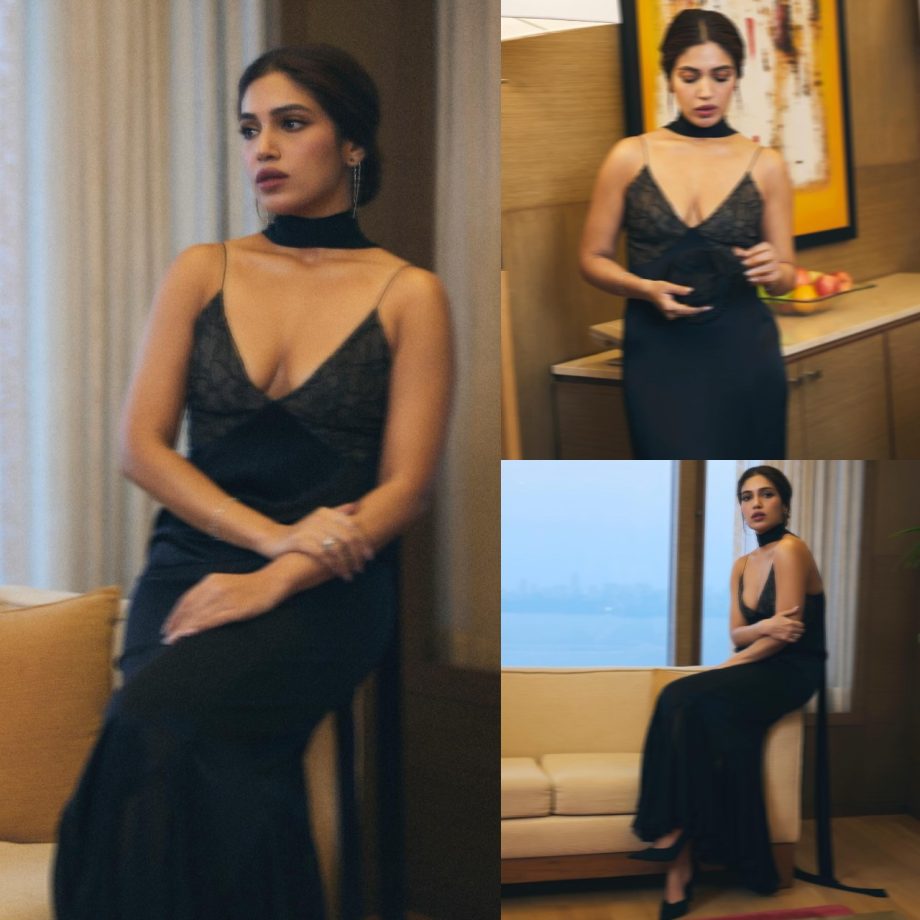 Bhumi Pednekar articulates panache in deep neck black bodycon maxi dress [Photos] 871483