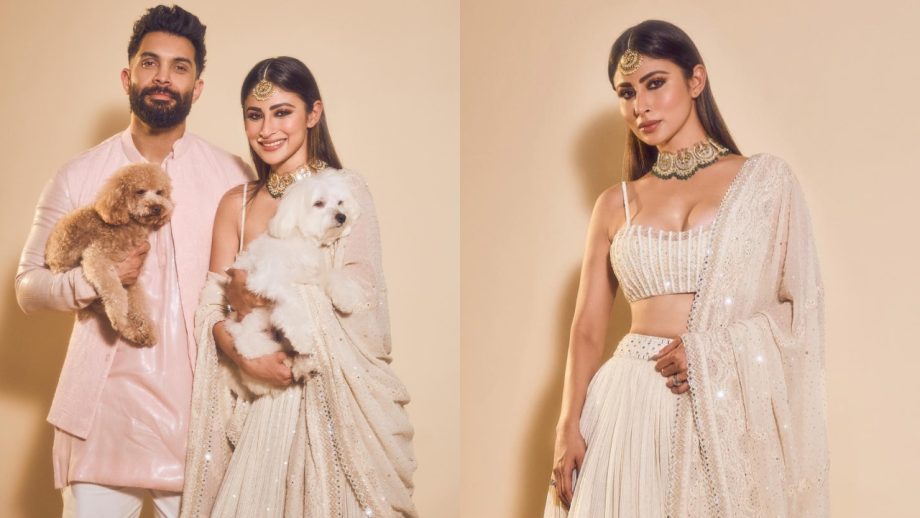 Couple Goals! Mouni Roy and husband Suraj Nambiar shine in ivory ethnic ensembles [Photos] 868654