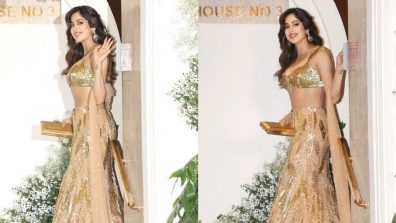 Diwali Glam: Janhvi Kapoor shines in heavy gold embellished lehenga