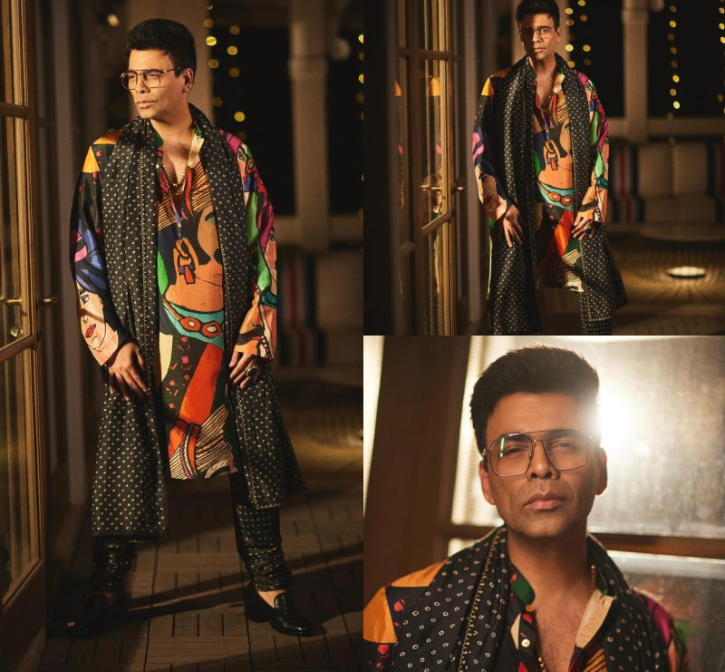 Get That Cool And Vibrant Diwali Vibe Like Karan Johar In Digital Print Kurta Pajama 868326