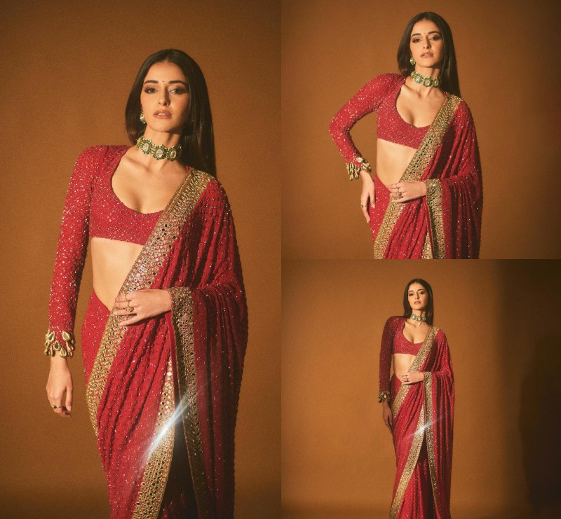 Hansika Motwani, Ananya Panday & Tara Sutaria Reigning In Red Sarees 868331