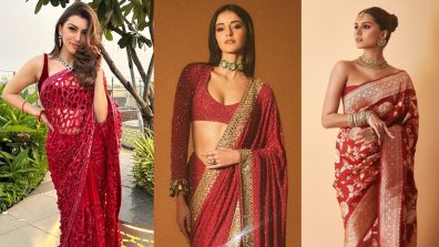 Hansika Motwani, Ananya Panday & Tara Sutaria Reigning In Red Sarees