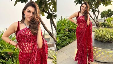 Hansika Motwani’s Fiery Red Net Saree Can Be Your Sassy Diwali Pick, See Photos