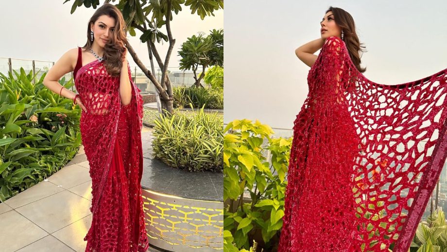 Hansika Motwani's Fiery Red Net Saree Can Be Your Sassy Diwali Pick, See Photos 866461