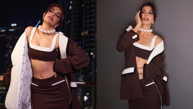 In Photos: Jacqueliene Fernandez Flaunts Midriff In Black Co-ords With Pearl Choker