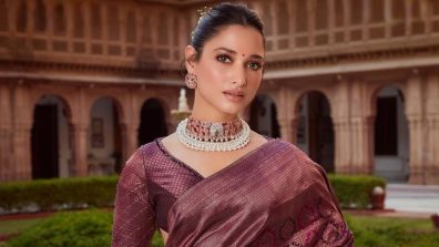 In Photos: Tamannaah Bhatia turns divine in purple silk saree