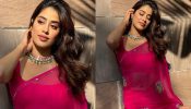Janhvi Kapoor Is A Vision In Hot Pink Saree With Green Necklace