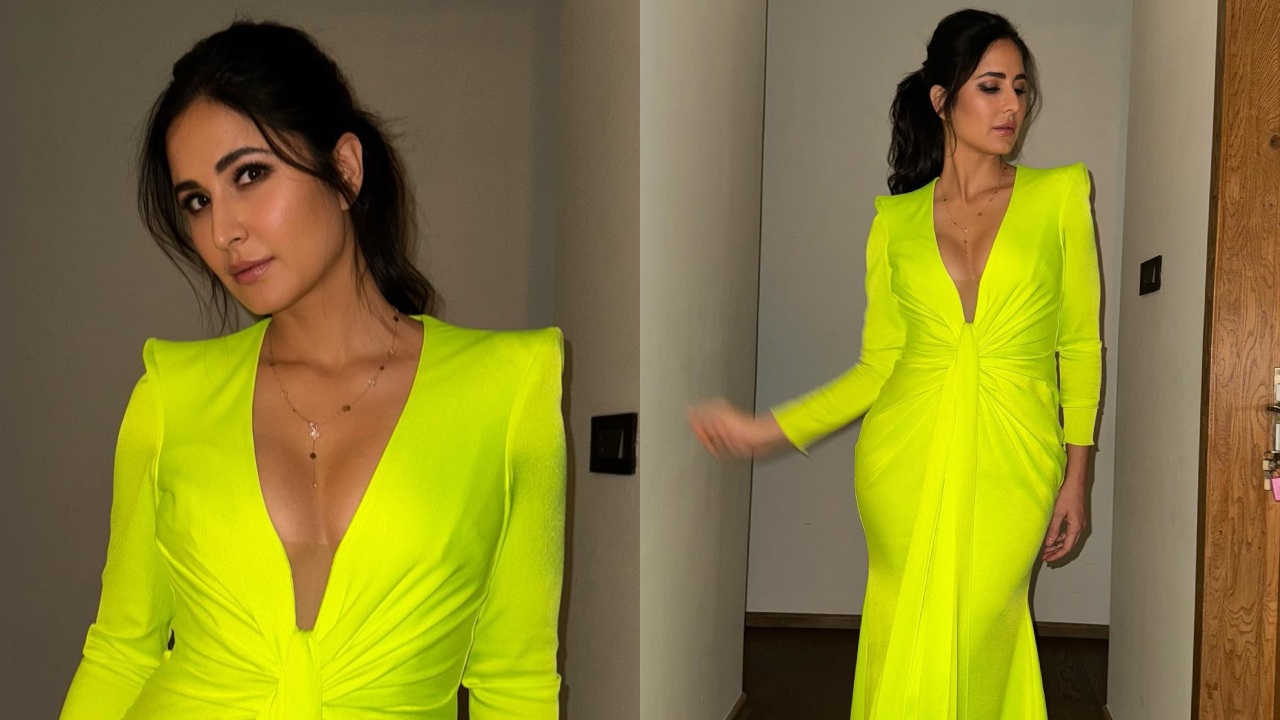 Katrina Kaif keeps it neat in neon plunge neck midi dress worth Rs 42,826 867232