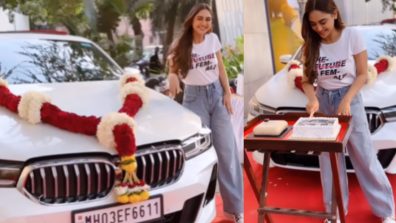 Krystle D’Souza welcomes home a BMW on Dhanteras