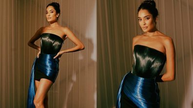 Lisa Haydon owns high-octane glam in metal corset and panel skirt