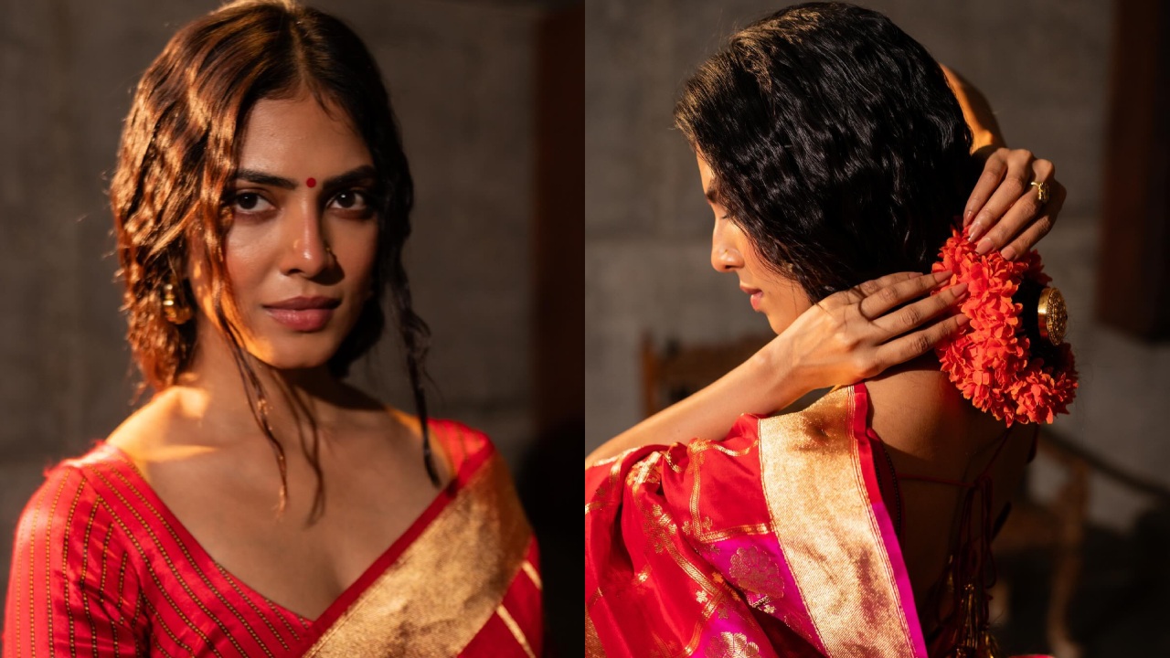 Malavika Mohanan Is A Vision In Red Silk Saree With Gajra Hairstyle 870014