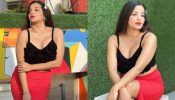 Monalisa sets internet ablaze with her saucy look in deep neck crop top and red mini skirt