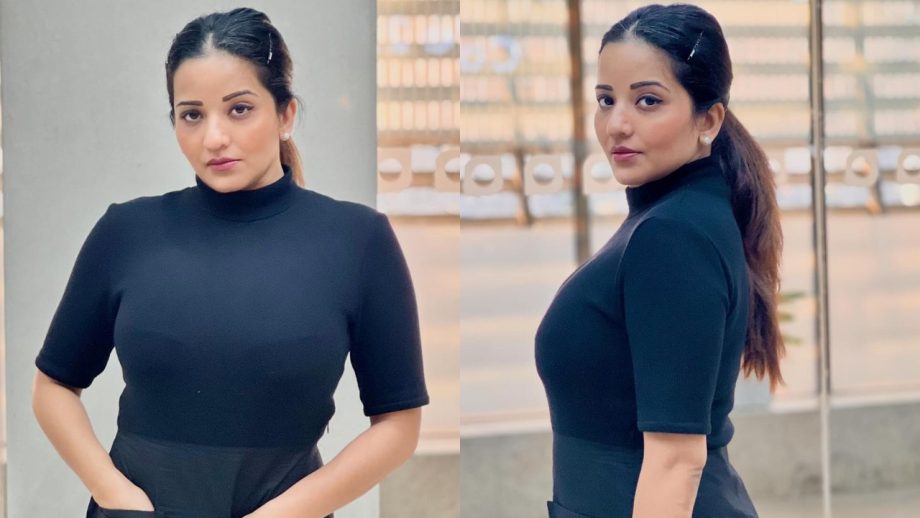 Monalisa Ups Airport Swag In Turtle-neck Black Dress, See Photos  870640