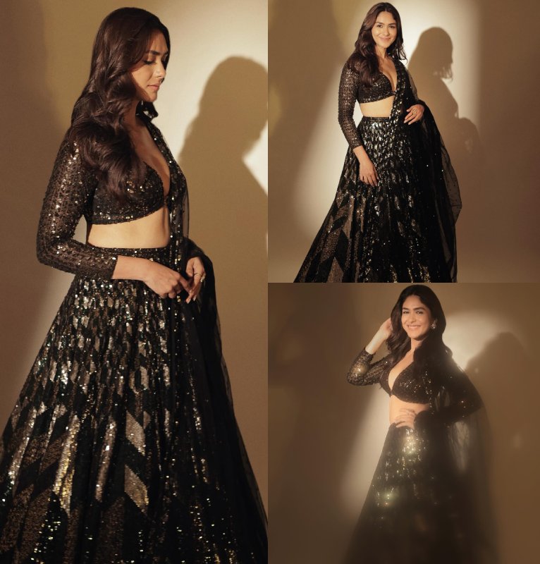 Mrunal Thakur Spreads Her Magic In Rs. 1.88 lakh Black Sequin Lehenga 869044