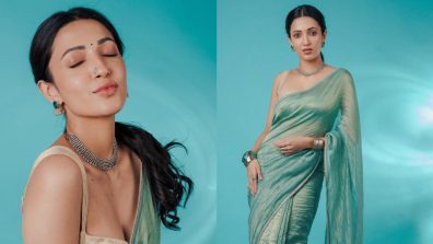 Neha Shetty Channels Inner Charm In Teal Blue Saree With Oxidised Jewels, See Photos