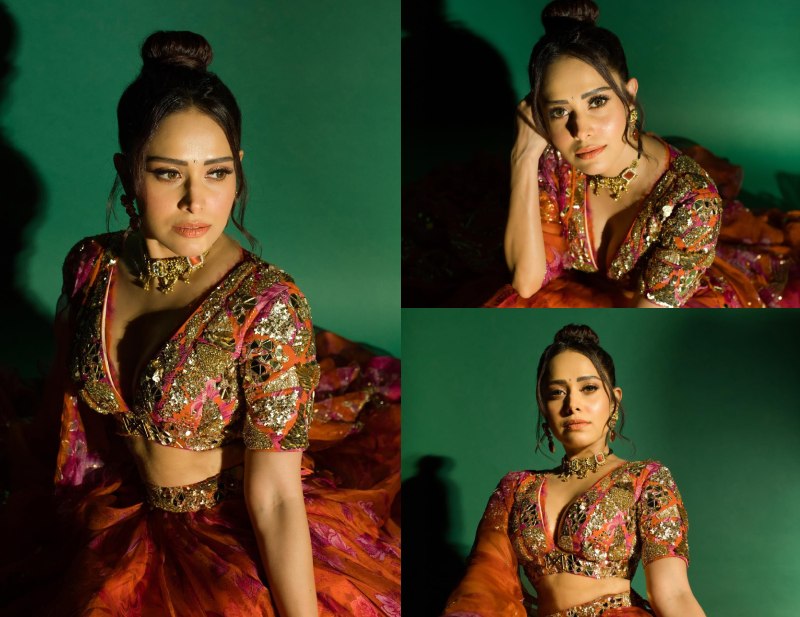 Nushrratt Bharuccha Exudes 'Firecracker' Vibes In Sparkling Orange Lehenga 868359