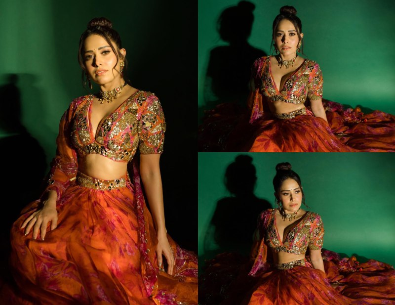 Nushrratt Bharuccha Exudes 'Firecracker' Vibes In Sparkling Orange Lehenga 868360