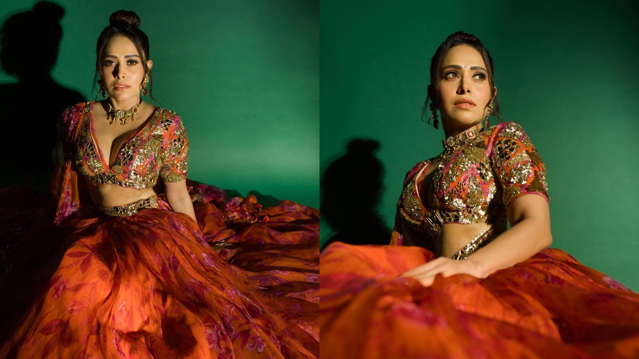 Nushrratt Bharuccha Exudes 'Firecracker' Vibes In Sparkling Orange Lehenga 868361