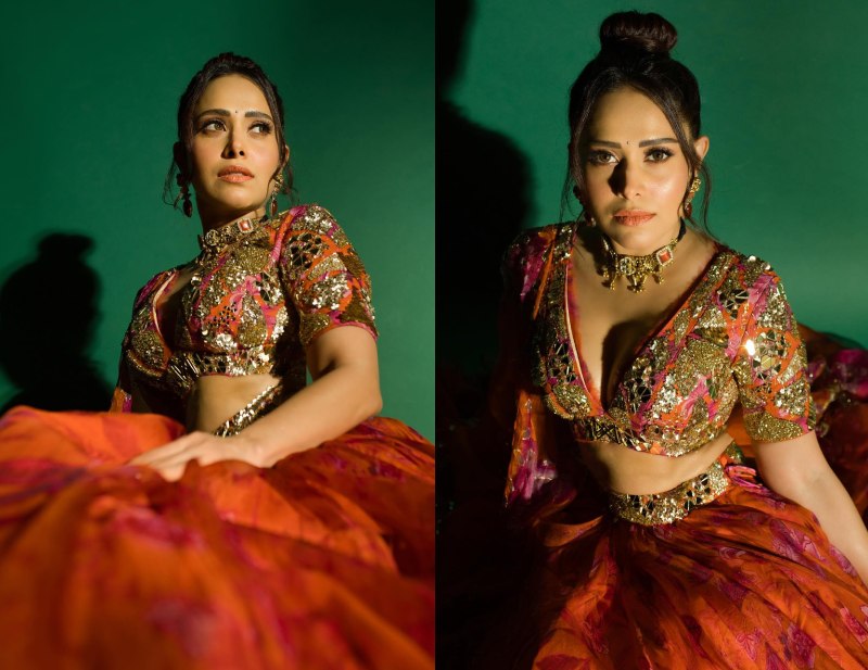 Nushrratt Bharuccha Exudes 'Firecracker' Vibes In Sparkling Orange Lehenga 868358