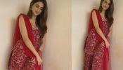 Palak Tiwari Grabs Attention In Red Floral Sharara Suit And Statement Jhumkas, See Photos