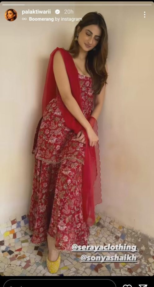 Palak Tiwari Grabs Attention In Red Floral Sharara Statement Jhumkas, See Photos 871347