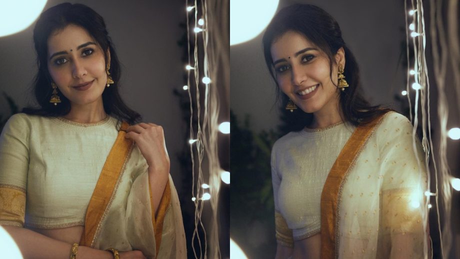 Raashi Khanna's Redefines Ethnic Elegance In Ivory South Indian Lehenga, Take Cues 868636