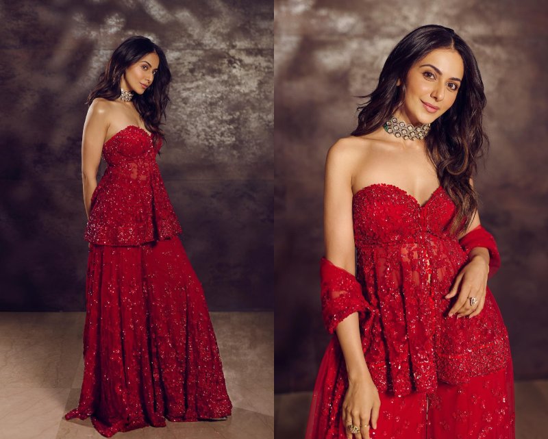 Rakul Preet Singh Radiates Diwali Vibe In Shimmery Red Sharara, See Photos 868481