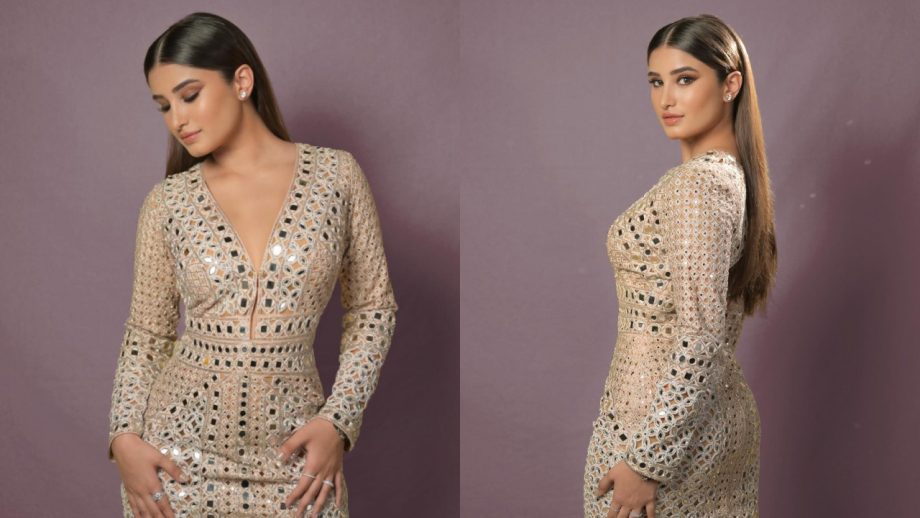 Rasha Thadani ups glam in mirror embellished pearl cut work dress, check out 867205