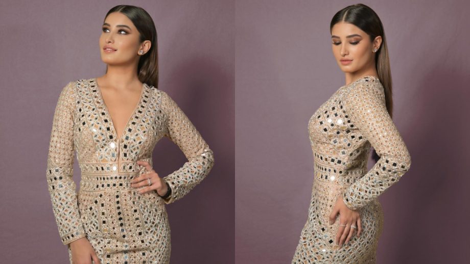 Rasha Thadani ups glam in mirror embellished pearl cut work dress, check out 867206