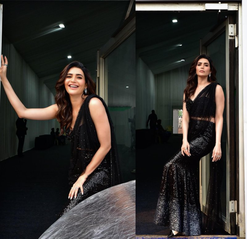 Rashmika Mandanna, Saiee Manjrekar & Karishma Tanna Up Glam In Modern Black Saree 869965