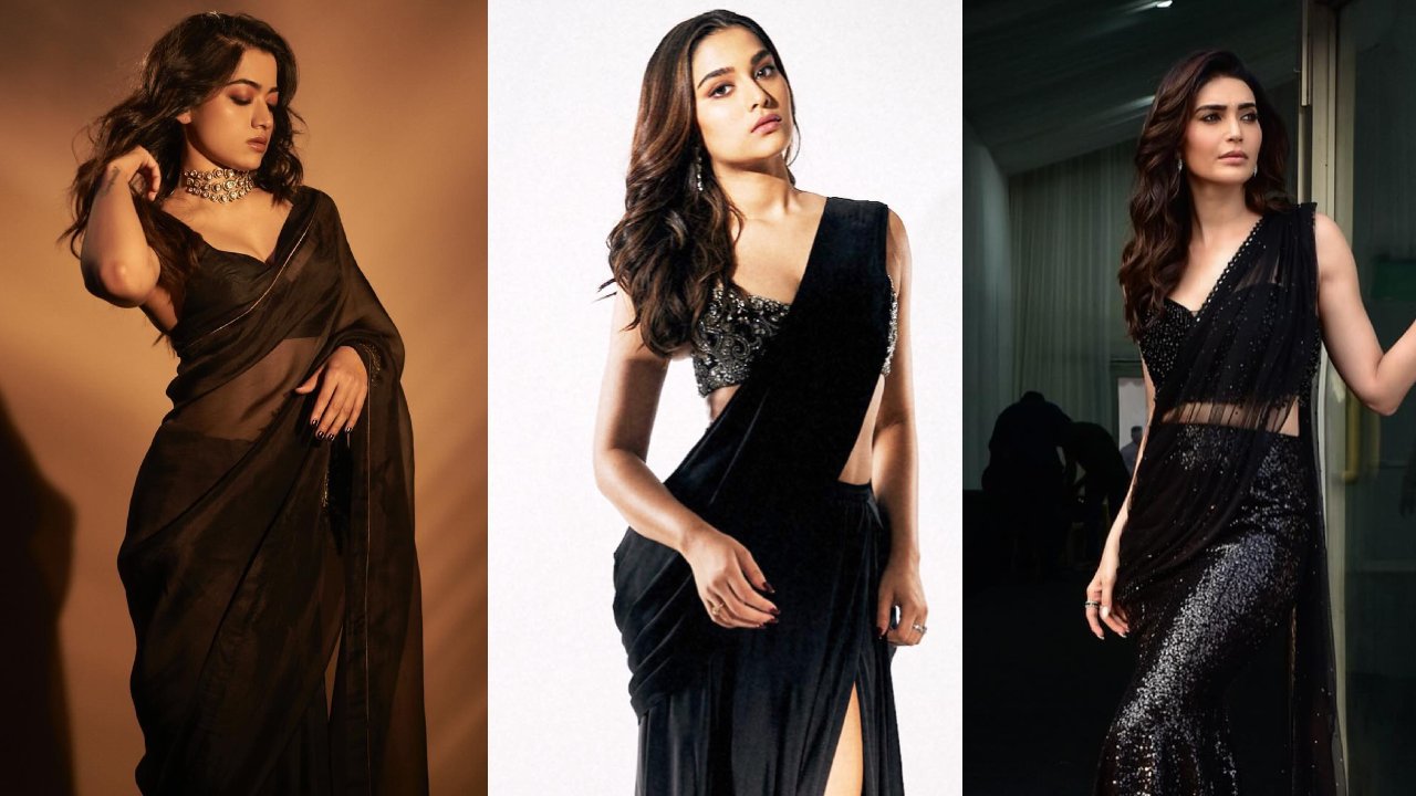 Rashmika Mandanna, Saiee Manjrekar & Karishma Tanna Up Glam In Modern Black Saree 869966