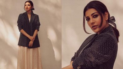 Ravishing In Retro! Kajal Aggarwal stuns in polka dot black blazer and beige skirt