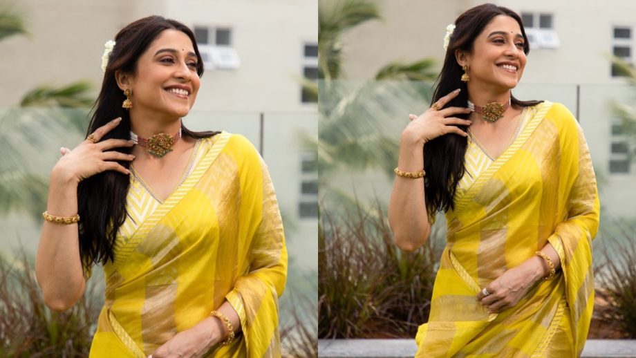 Reginaa Cassandra keeps it minimal in organza silk stripe zari saree [Photos] 867202