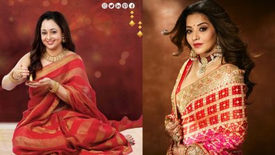 Royalties in Red! Sonalika Joshi and Monalisa ace in heavy embroidered sarees